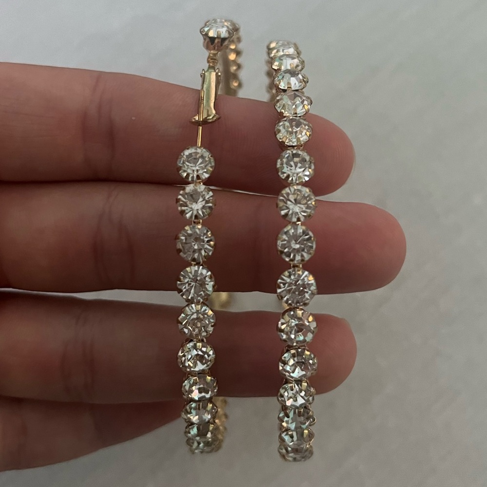Fashion Nova Big Gold Diamond Hoop Earrings